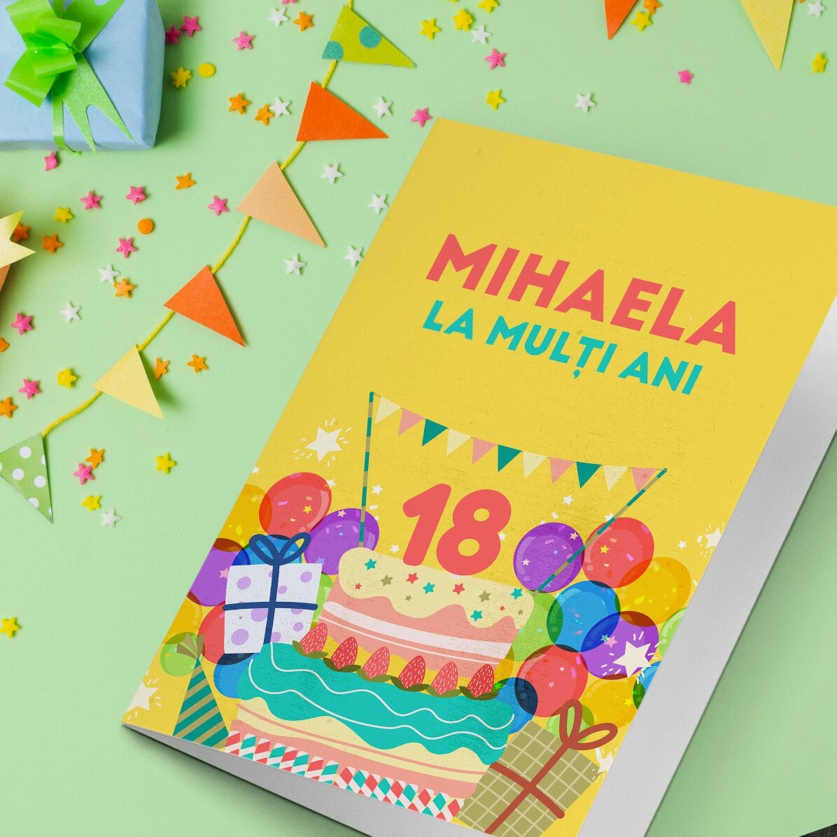 Gepersonaliseerde wenskaart met tekst - Happy birthday!