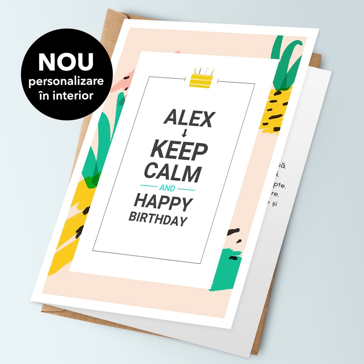 Personalised greeting card with text - KEEP CALM and happy birthday