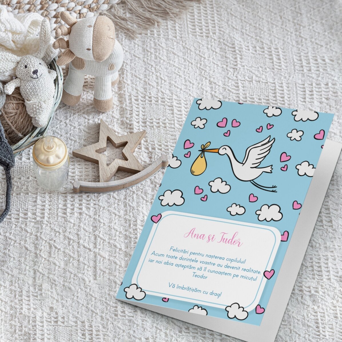 Personalised card with text - New Baby
