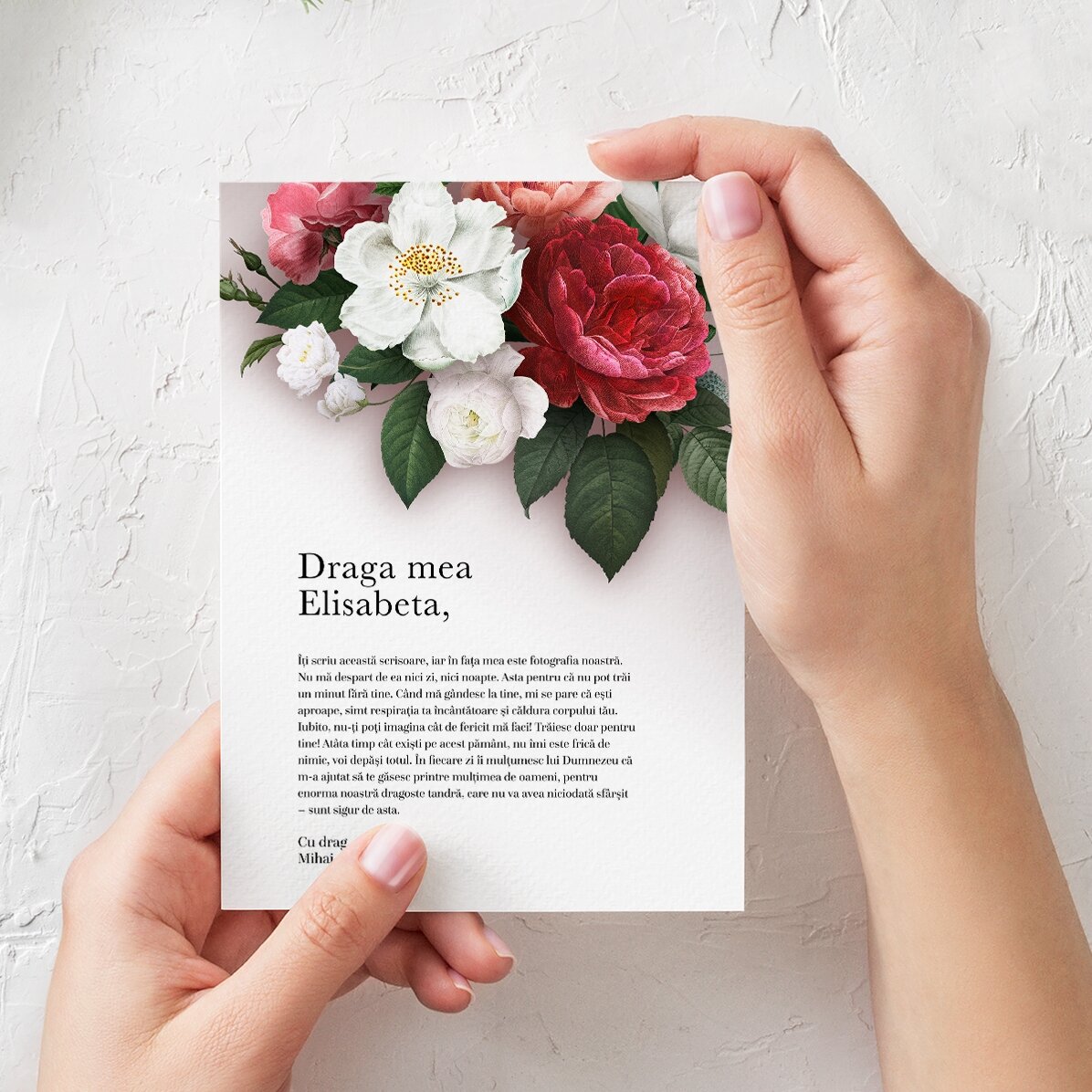Personalised greeting card with text - Love letter