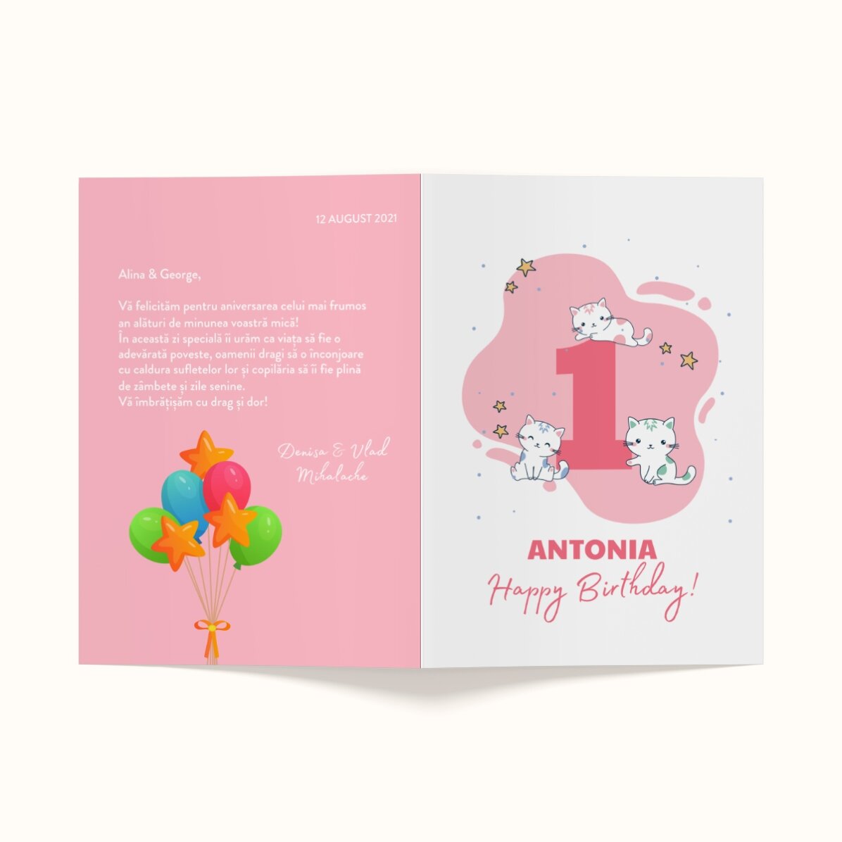 Personalised card with text on the back - Children
