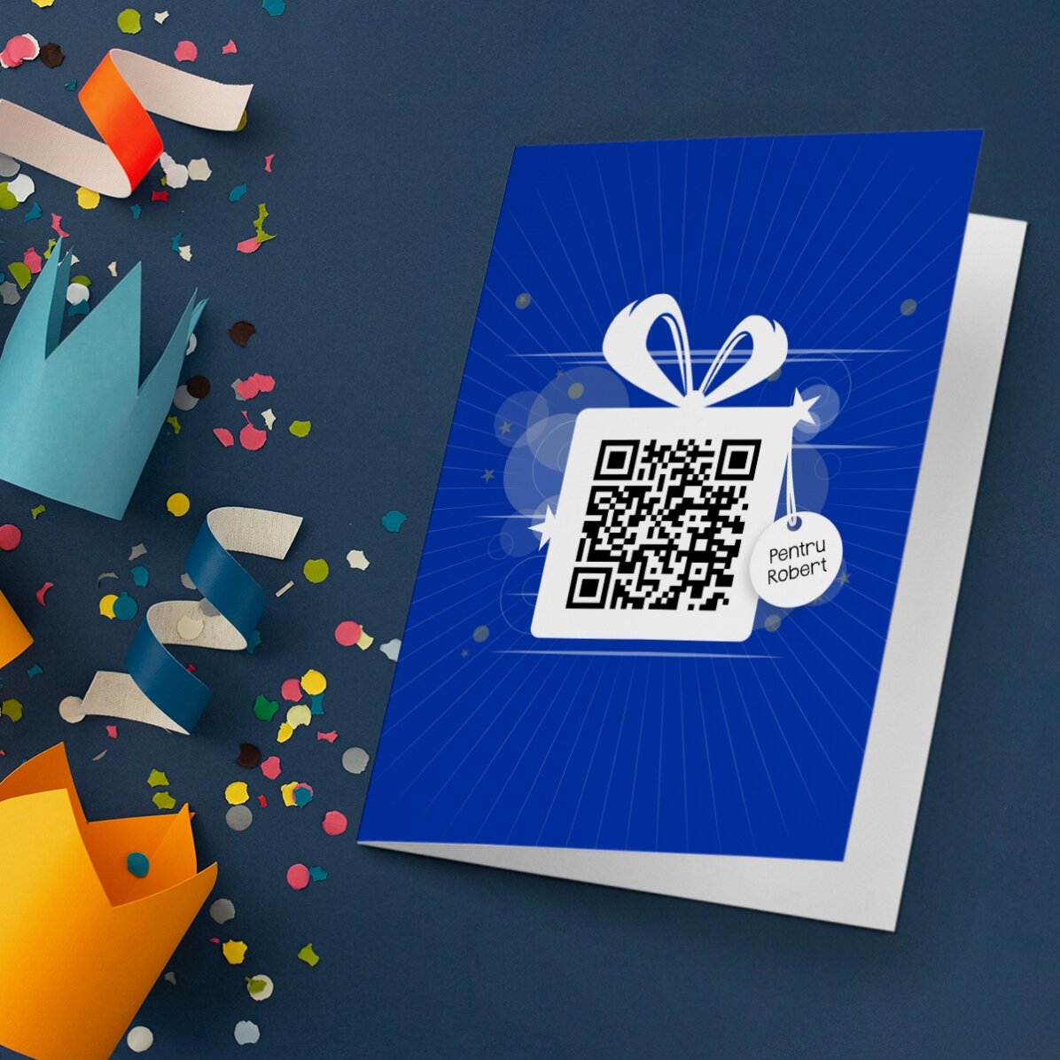 Gepersonaliseerde wenskaart met tekst en QR-code - Happy Birthday