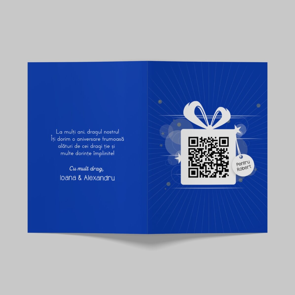 Gepersonaliseerde wenskaart met tekst en QR-code - Happy Birthday