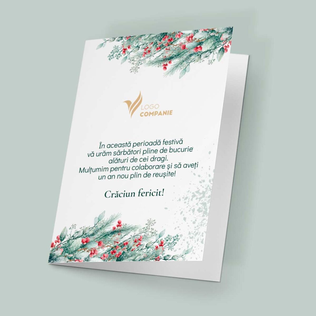 Personalised card with text and logo on the back - Merry Christmas!