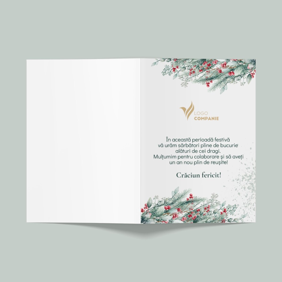 Personalised card with text and logo on the back - Merry Christmas!