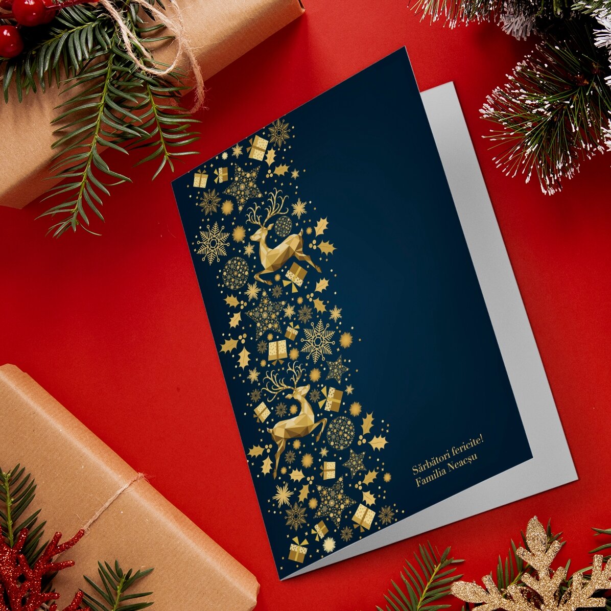 Gepersonaliseerde wenskaart - Golden Deer