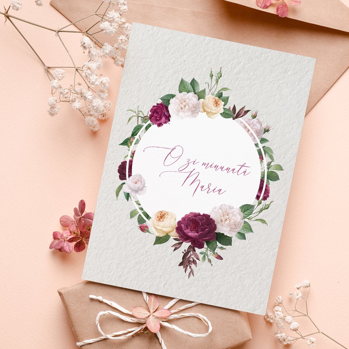 Gepersonaliseerde wenskaart - bloemenmotief