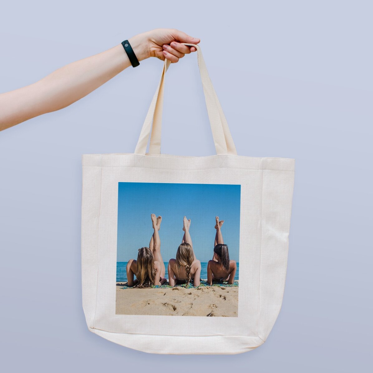 Strandtas met een foto erop
