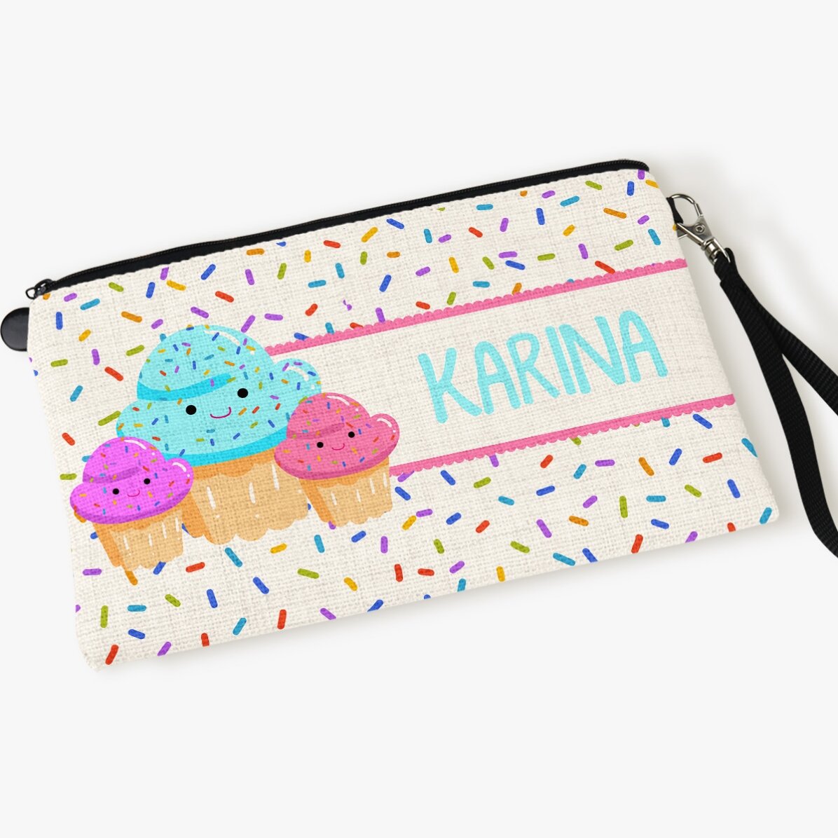 Gepersonaliseerd accessoiretasje met naam - Cupcakes