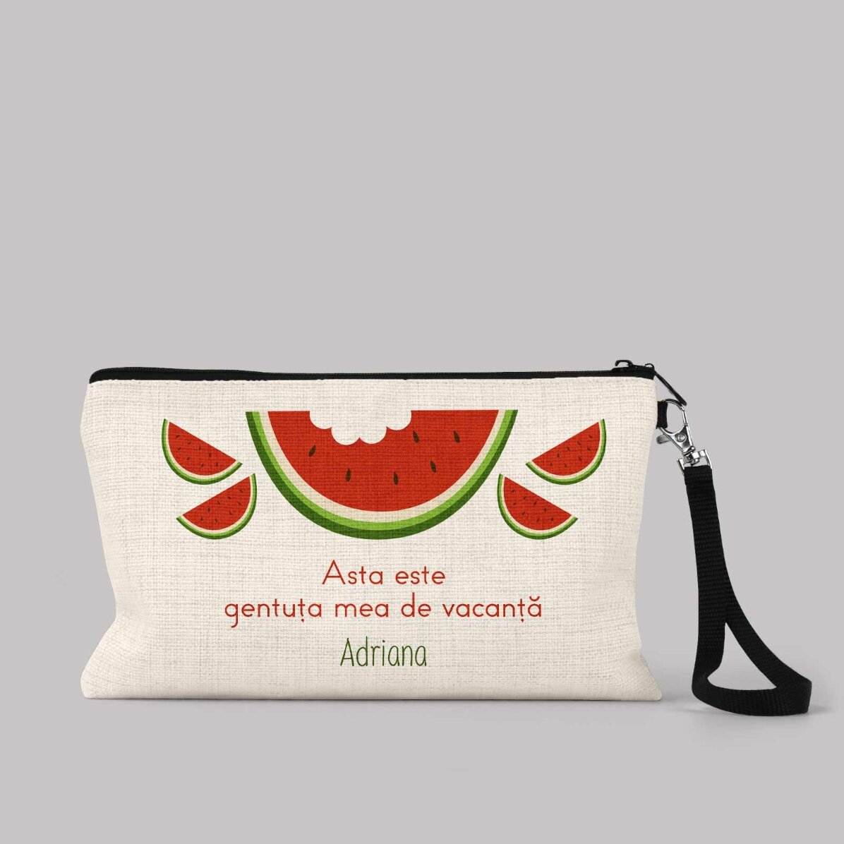 Gepersonaliseerd tasje voor accessoires met tekst - Watermelon
