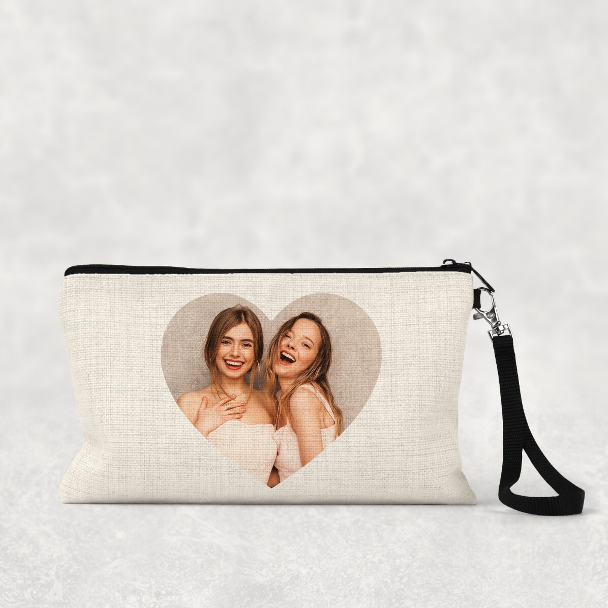 Gepersonaliseerd make-upzakje met een foto - Heart