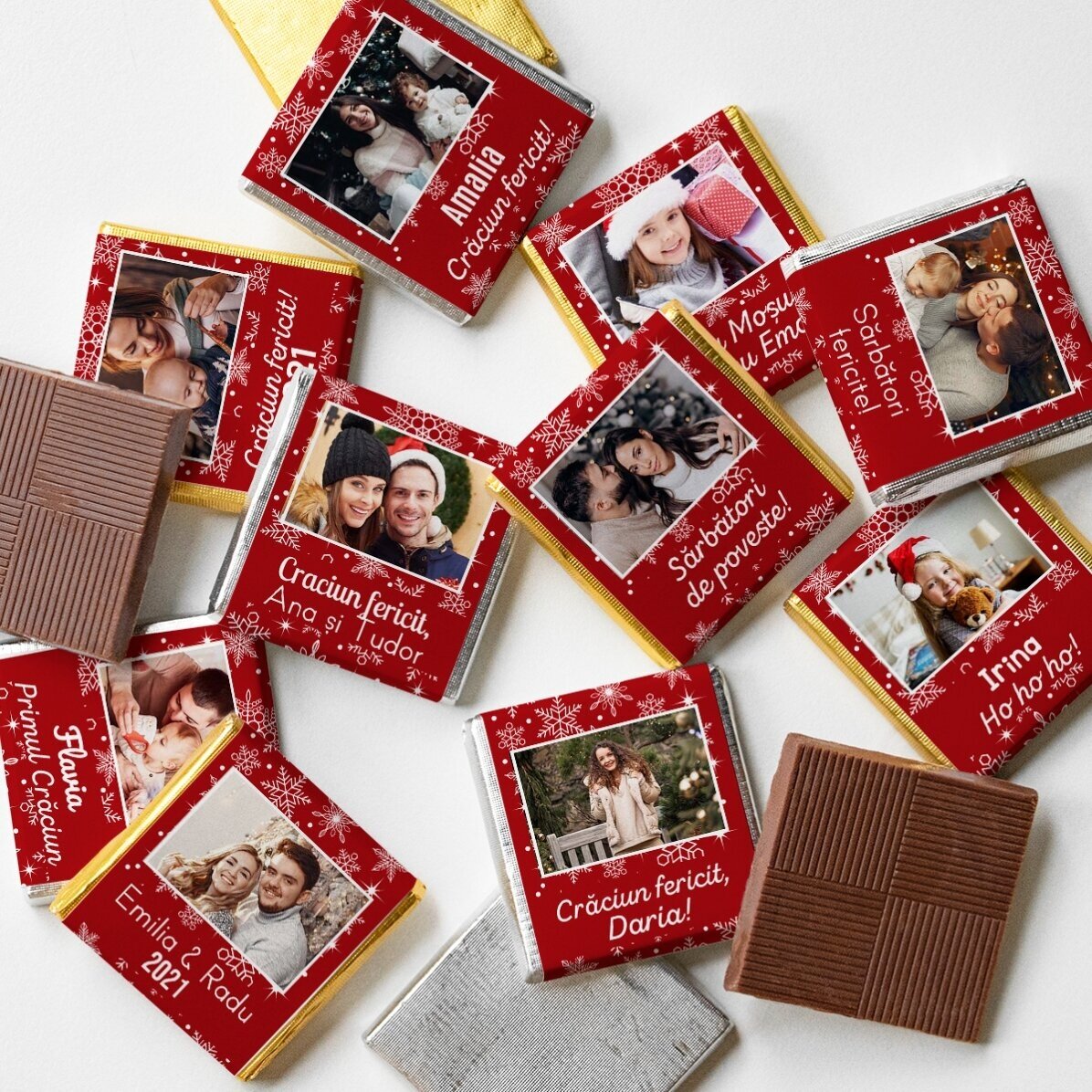 Globe with 10 mini chocolates personalised with photos and text