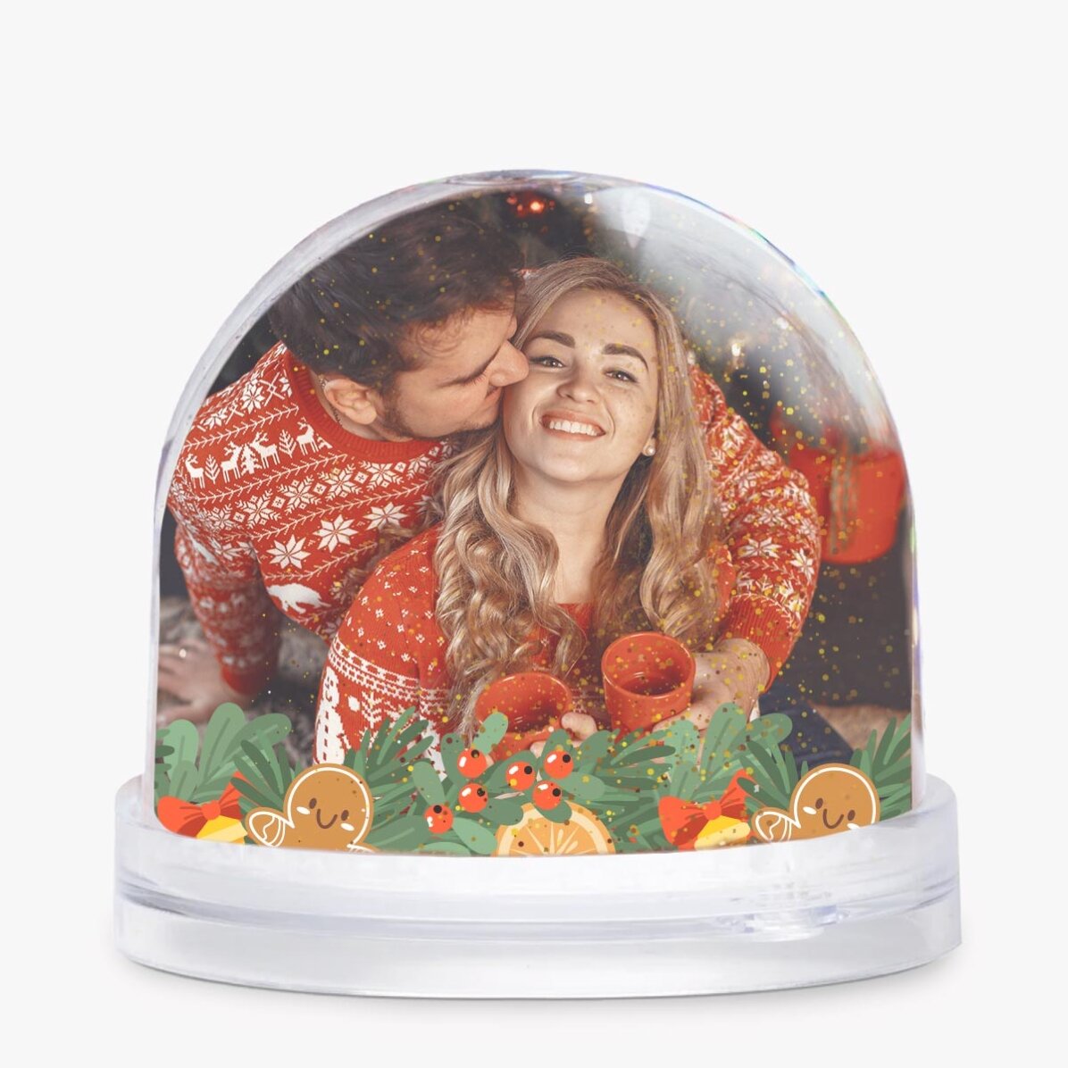 Gepersonaliseerde bureau-kerstbal met tekst en foto - Eerste Kerstmis