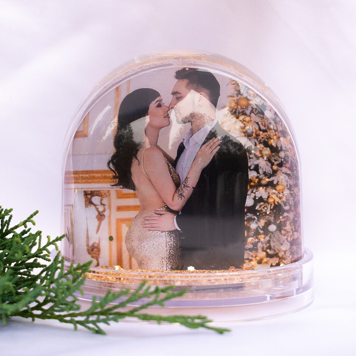 Personalised desk globe with photo, message and QR code