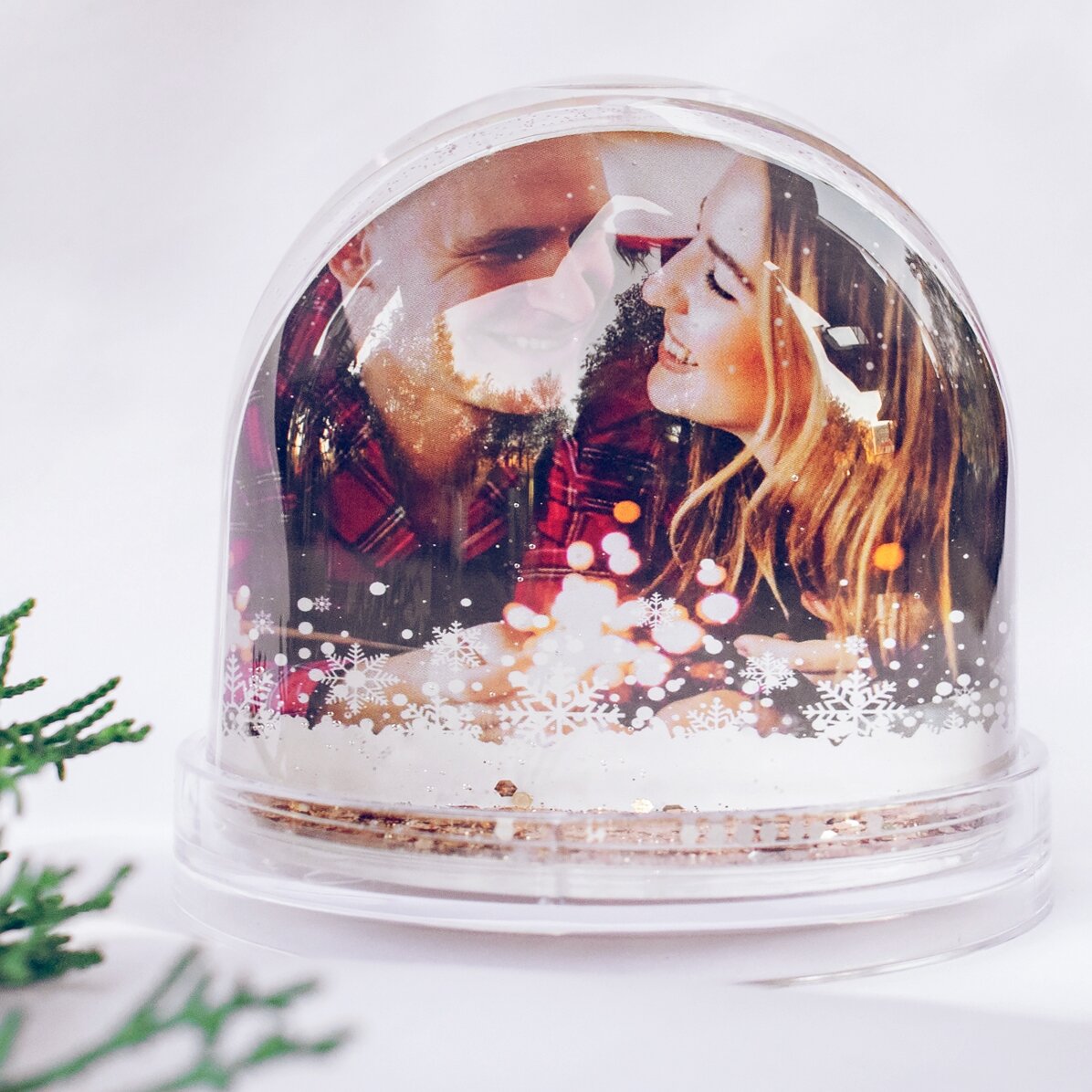 Gepersonaliseerde bureaulamp met foto en kerstboodschap