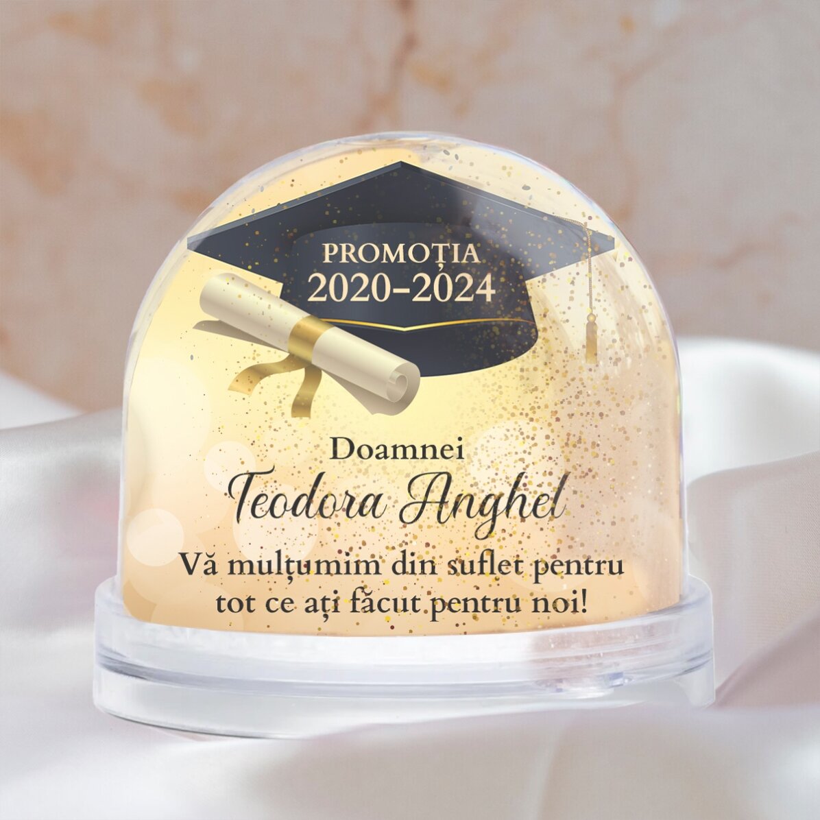 Personalised desk globe with photo and text - Graduation