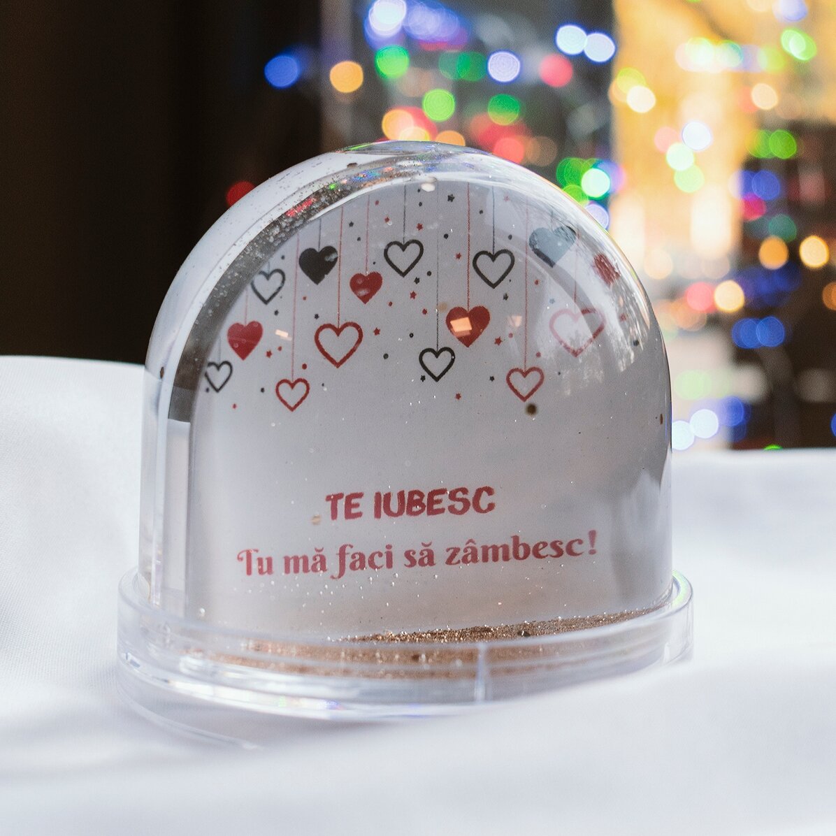 Gepersonaliseerde bureau-bol met foto en tekst - Love