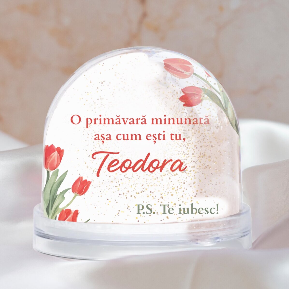 Personalised desk globe with photo and text - A spring as wonderful as you are