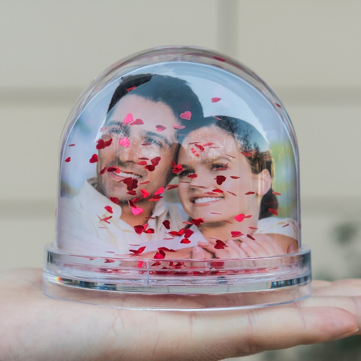 Personalised desk globe with photo and text - Have a wonderful spring!