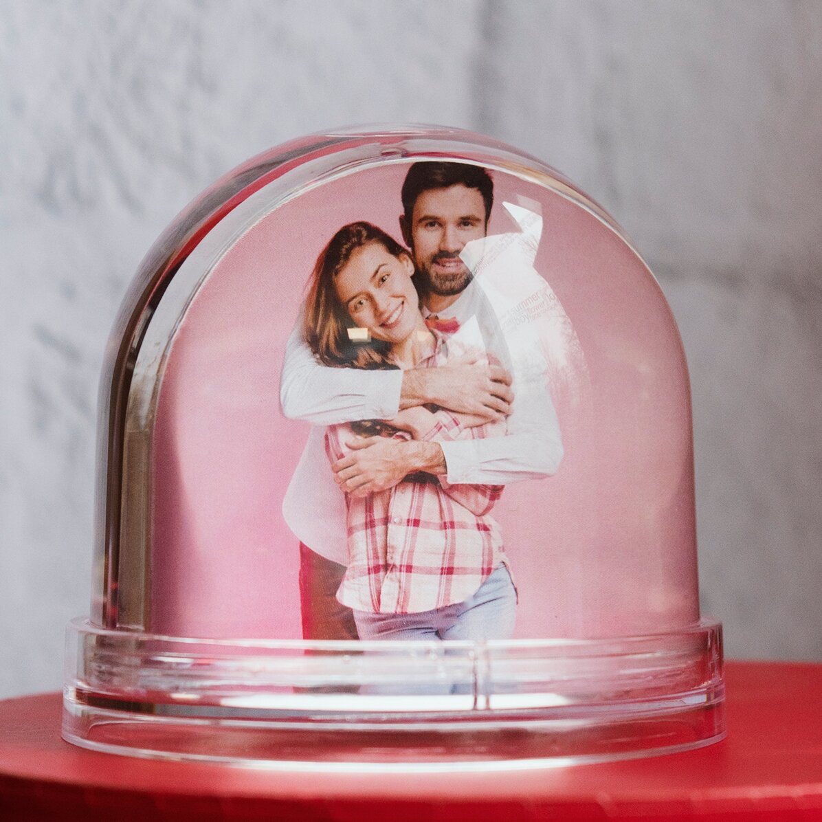 Gepersonaliseerde bureau-globe met foto en tekst - Valentijnsdag