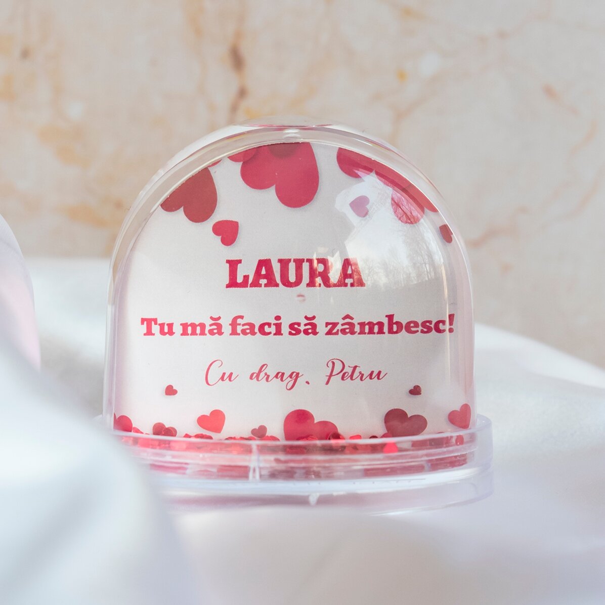 Personalised desk globe with photo and text - You make me smile