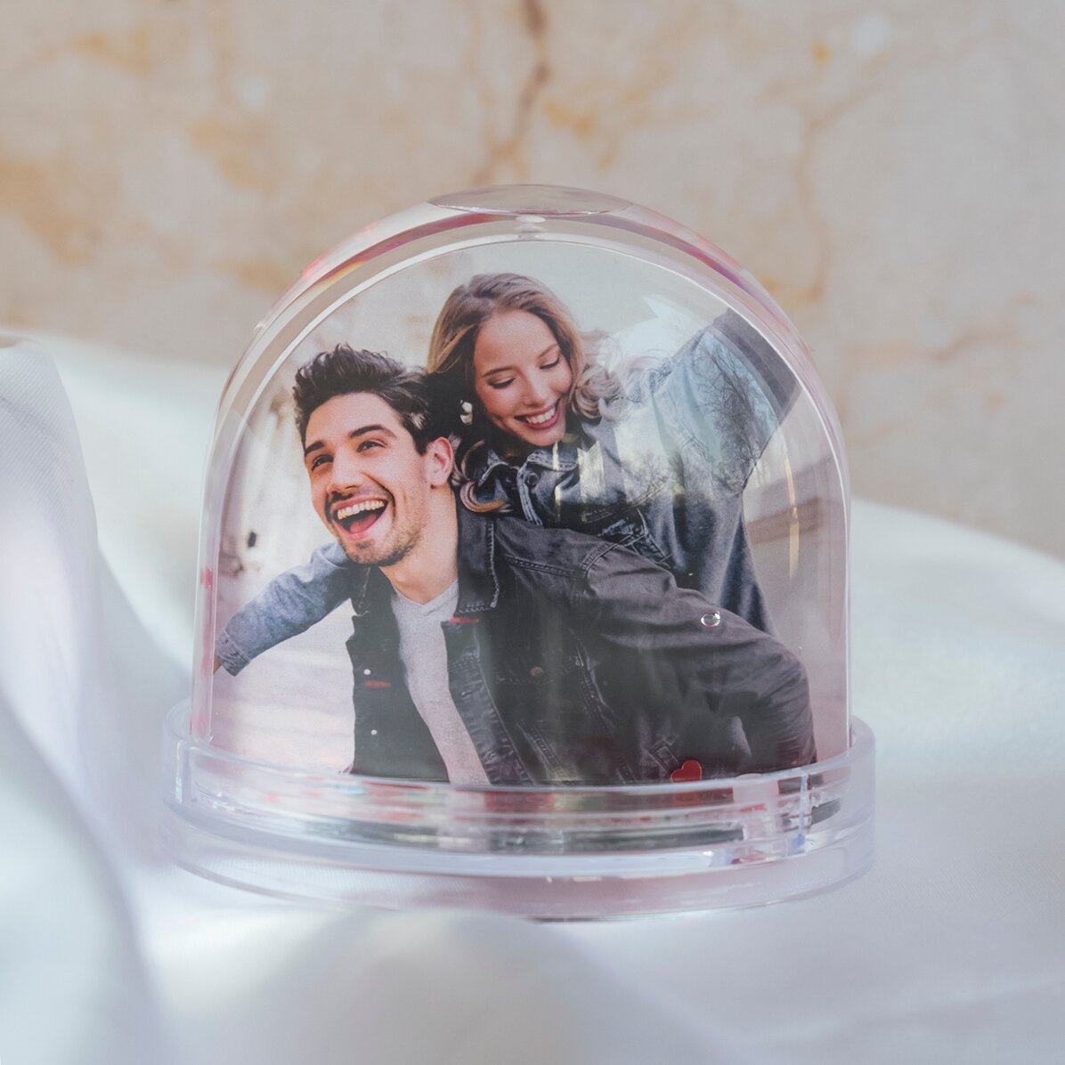 Personalised desk globe with photo and text - You make me smile