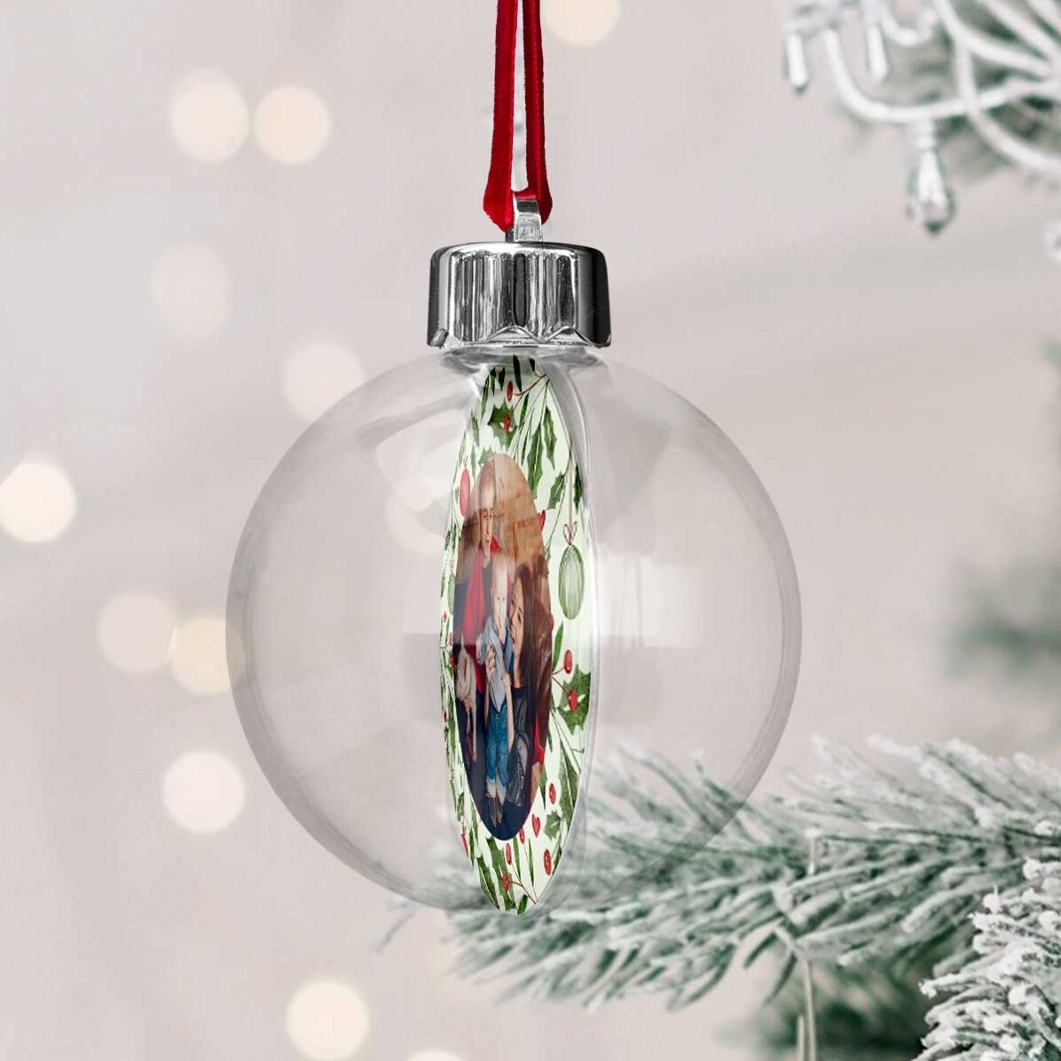 Personalised double-sided transparent globe with a photo and message - My First Christmas