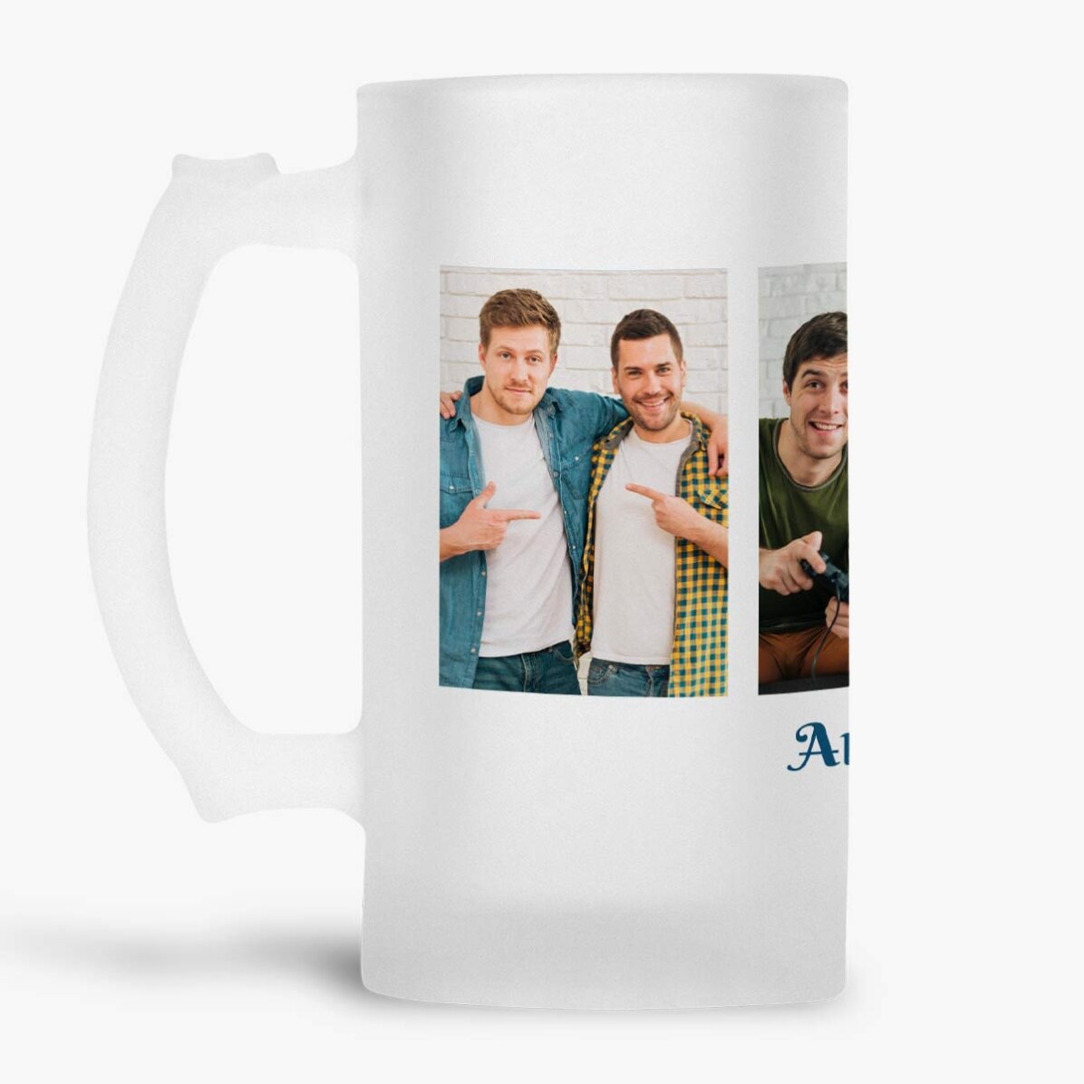 Gepersonaliseerde bierpul met 4 foto’s en tekst