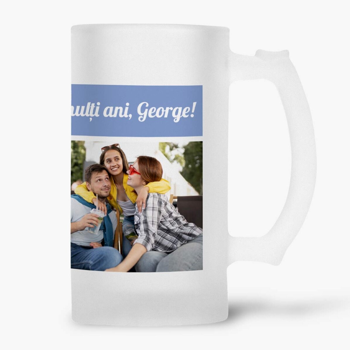 Gepersonaliseerde bierpul met 7 foto’s en een boodschap