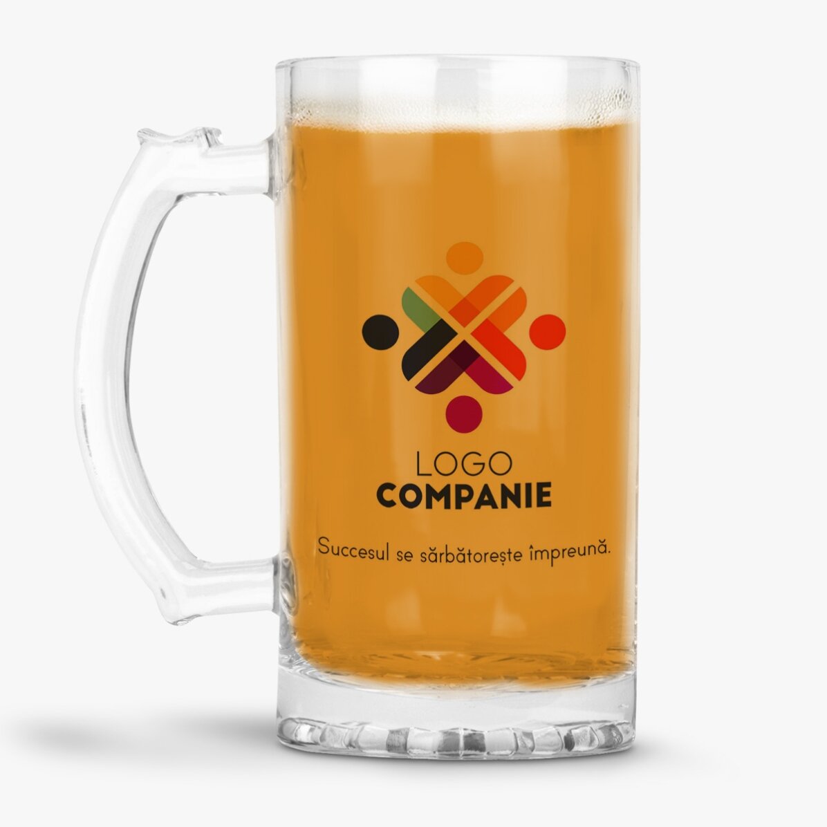 Personalised beer mug with logo and text