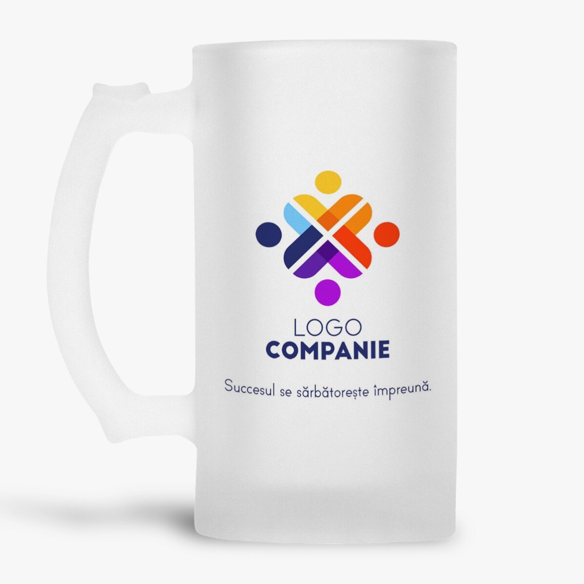 Personalised beer mug with logo and text