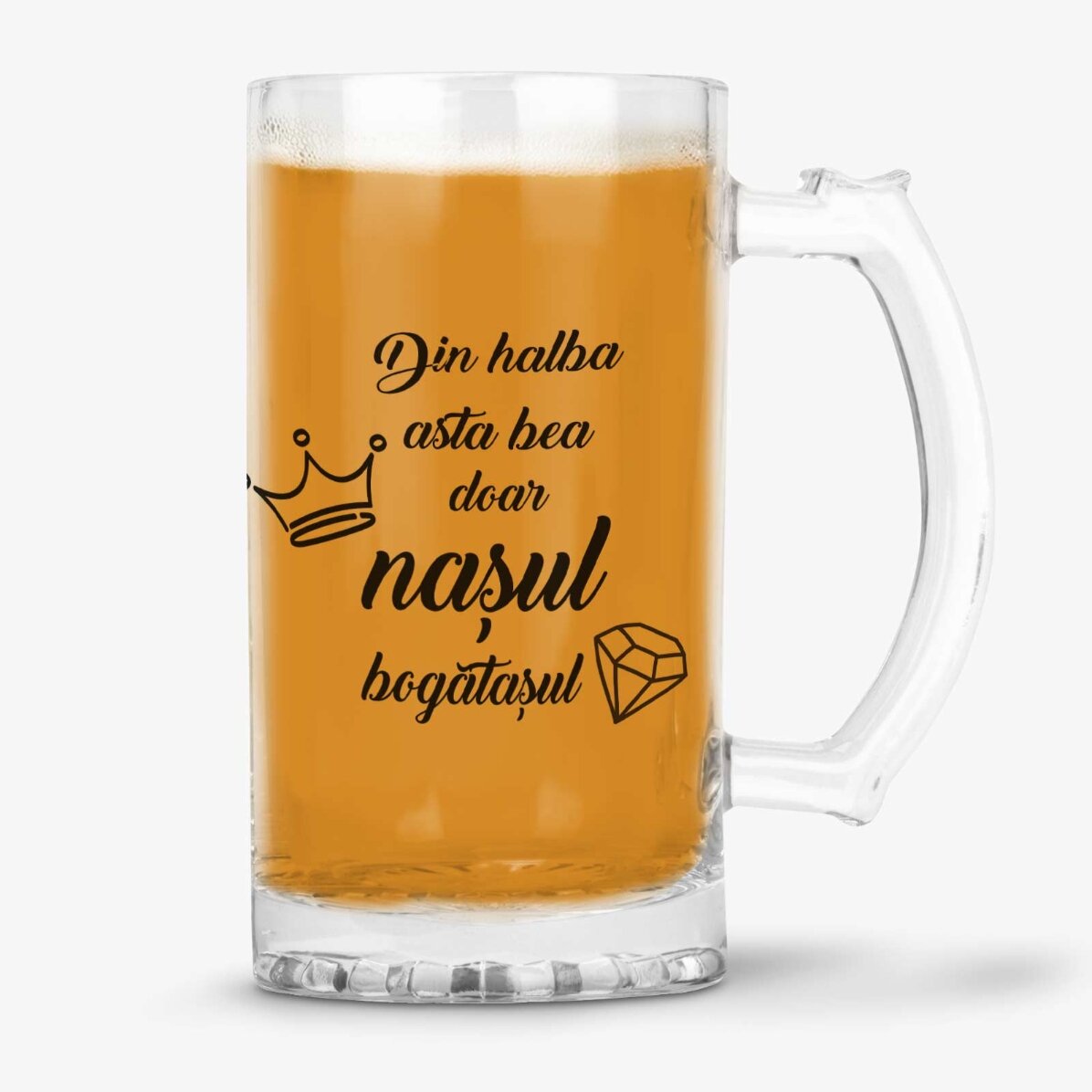Een gepersonaliseerde bierpul met een boodschap voor papa