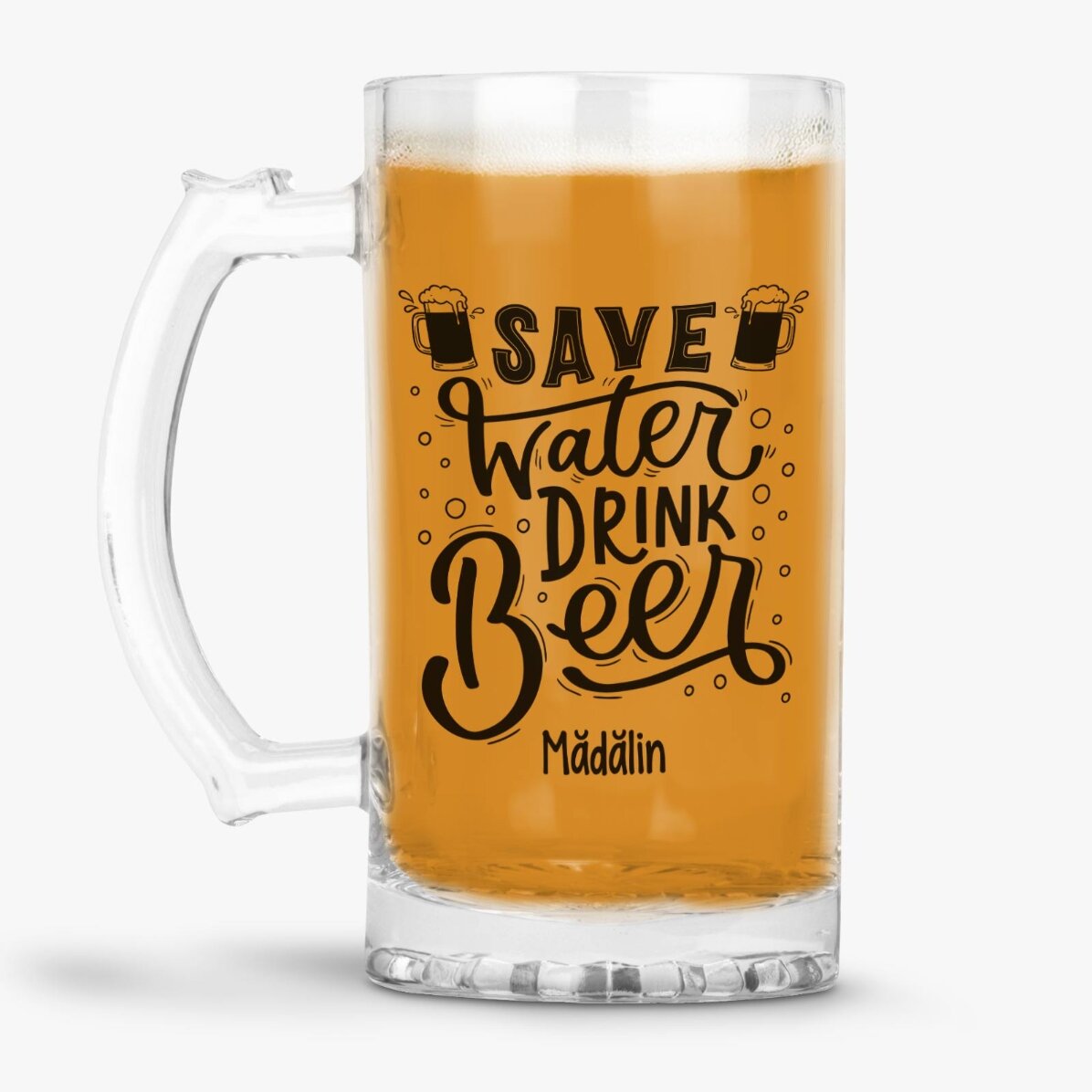 Gepersonaliseerde bierpul met tekst - Save Water, Drink Beer
