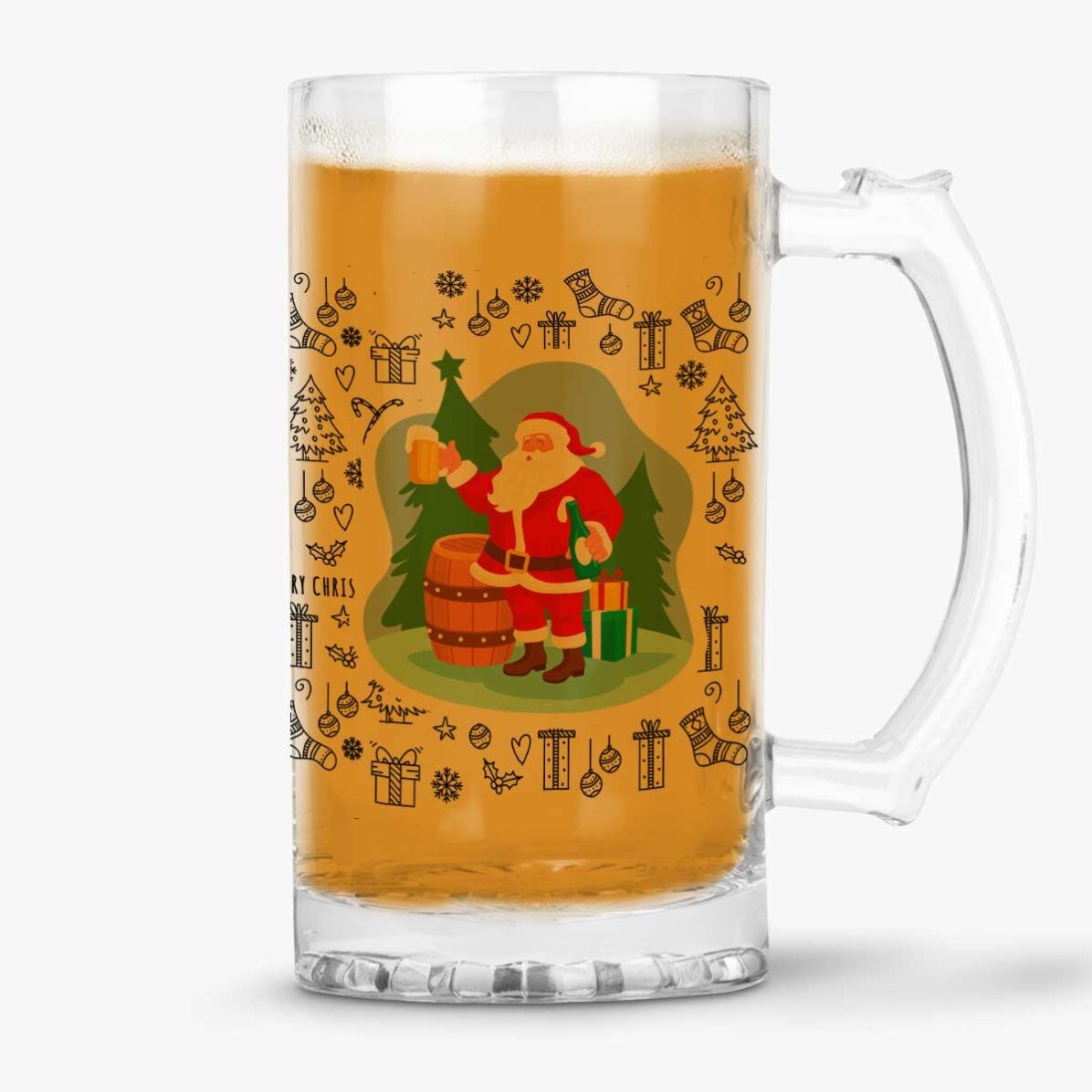 Gepersonaliseerde bierpul met kersttekst - Ho Ho Hold My Beer