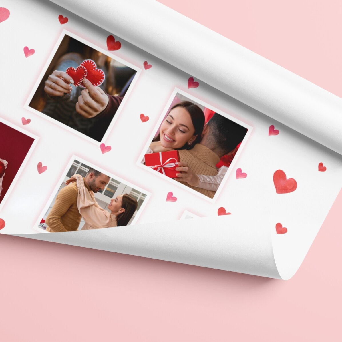 Personalised gift wrapping paper with 10 photos and message - Love
