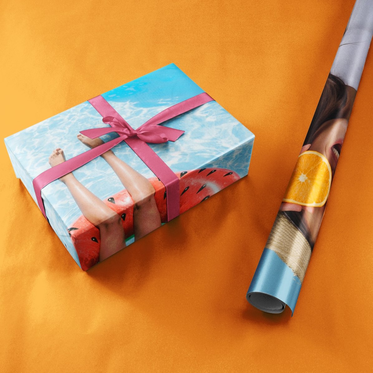 Cadeaupapier met een foto erop