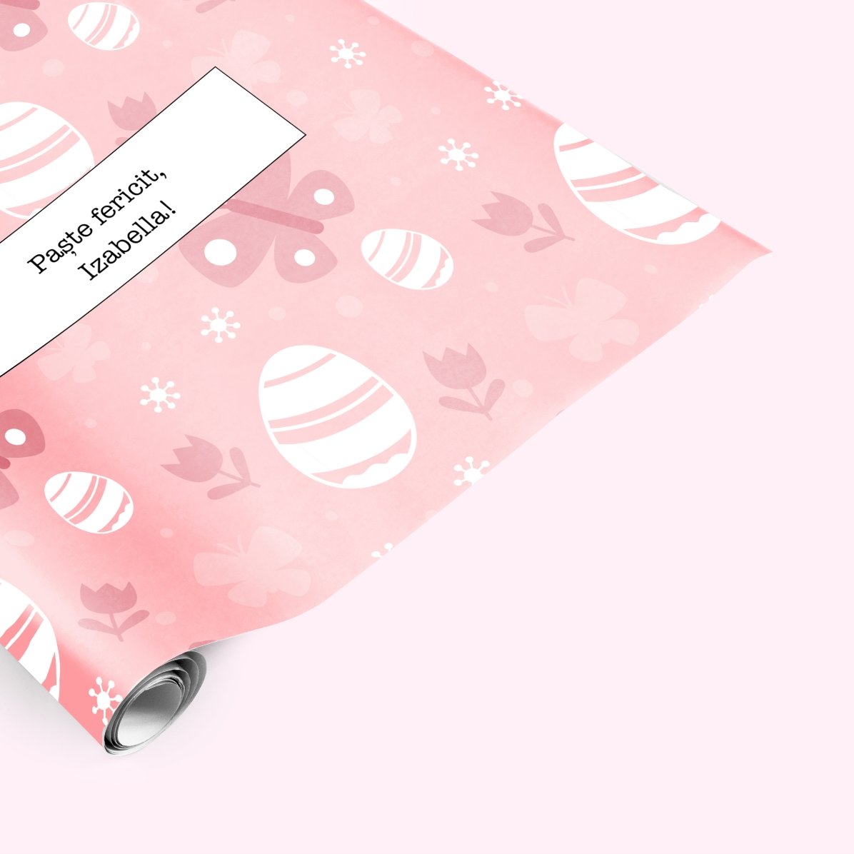 Gepersonaliseerd cadeaupapier met tekst – Paasontwerp