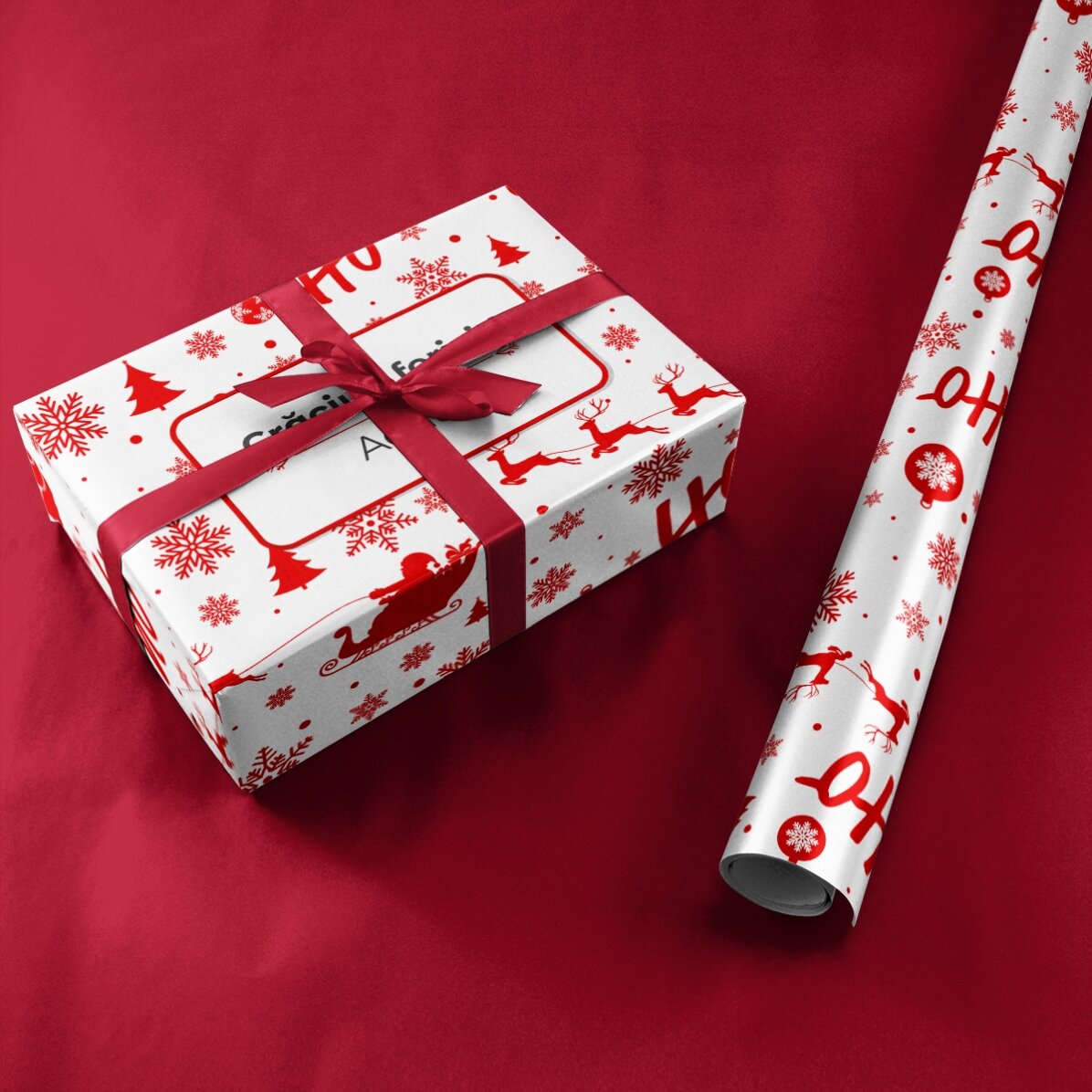 Gepersonaliseerd cadeaupapier met tekst in een kader - Kerstsfeer