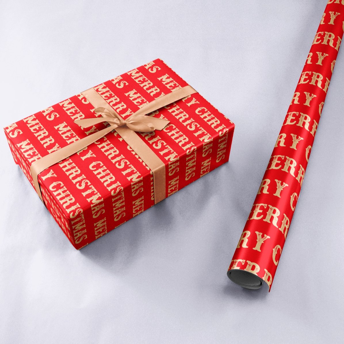 Gepersonaliseerd cadeaupapier met tekst in een kader - Merry Christmas