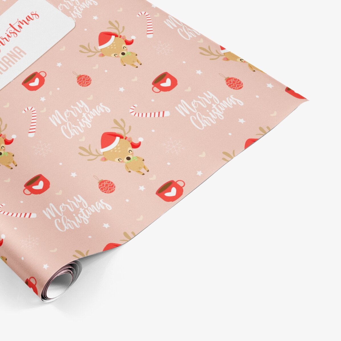 Gepersonaliseerd cadeaupapier met tekst in een kader - Sweet Christmas