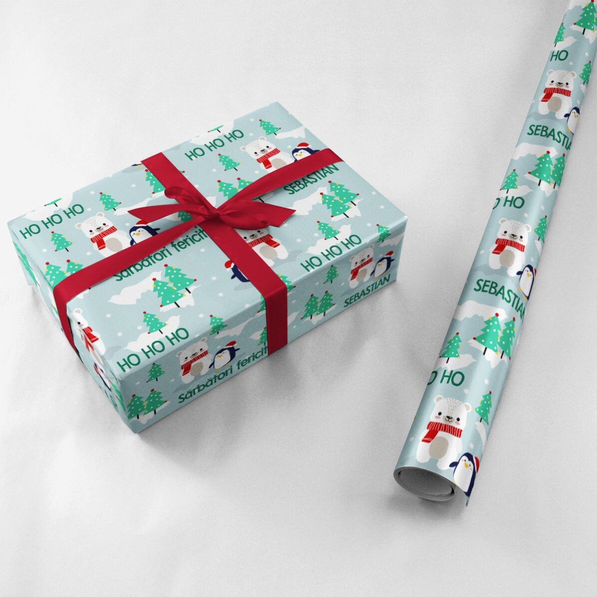 Gepersonaliseerd cadeaupapier met tekst voor kinderen - Kerstmis