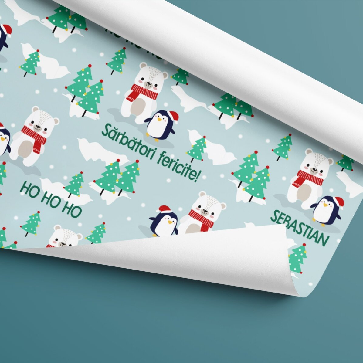 Gepersonaliseerd cadeaupapier met tekst voor kinderen - Kerstmis