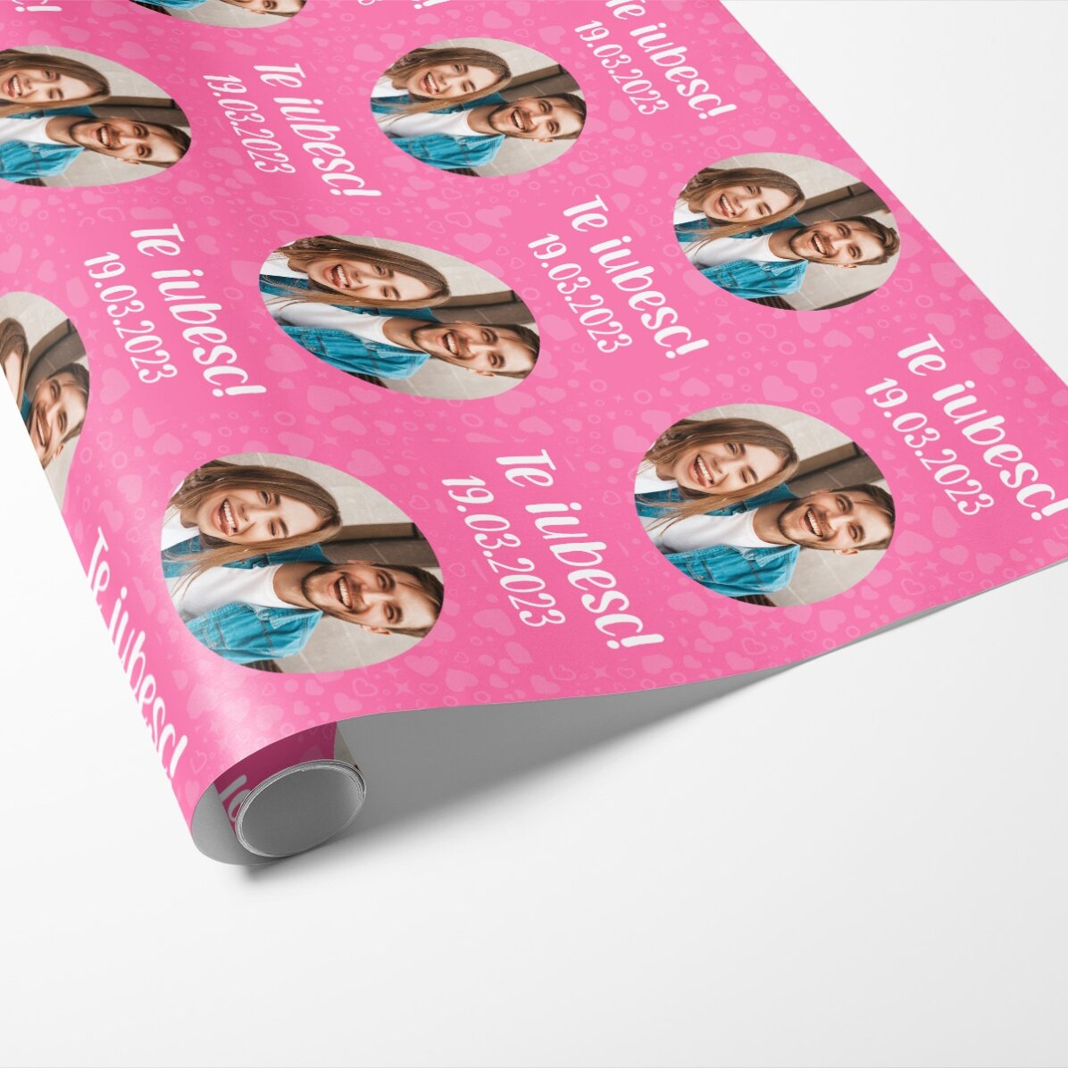 Gepersonaliseerd cadeaupapier met tekst en foto - Ik hou van je!