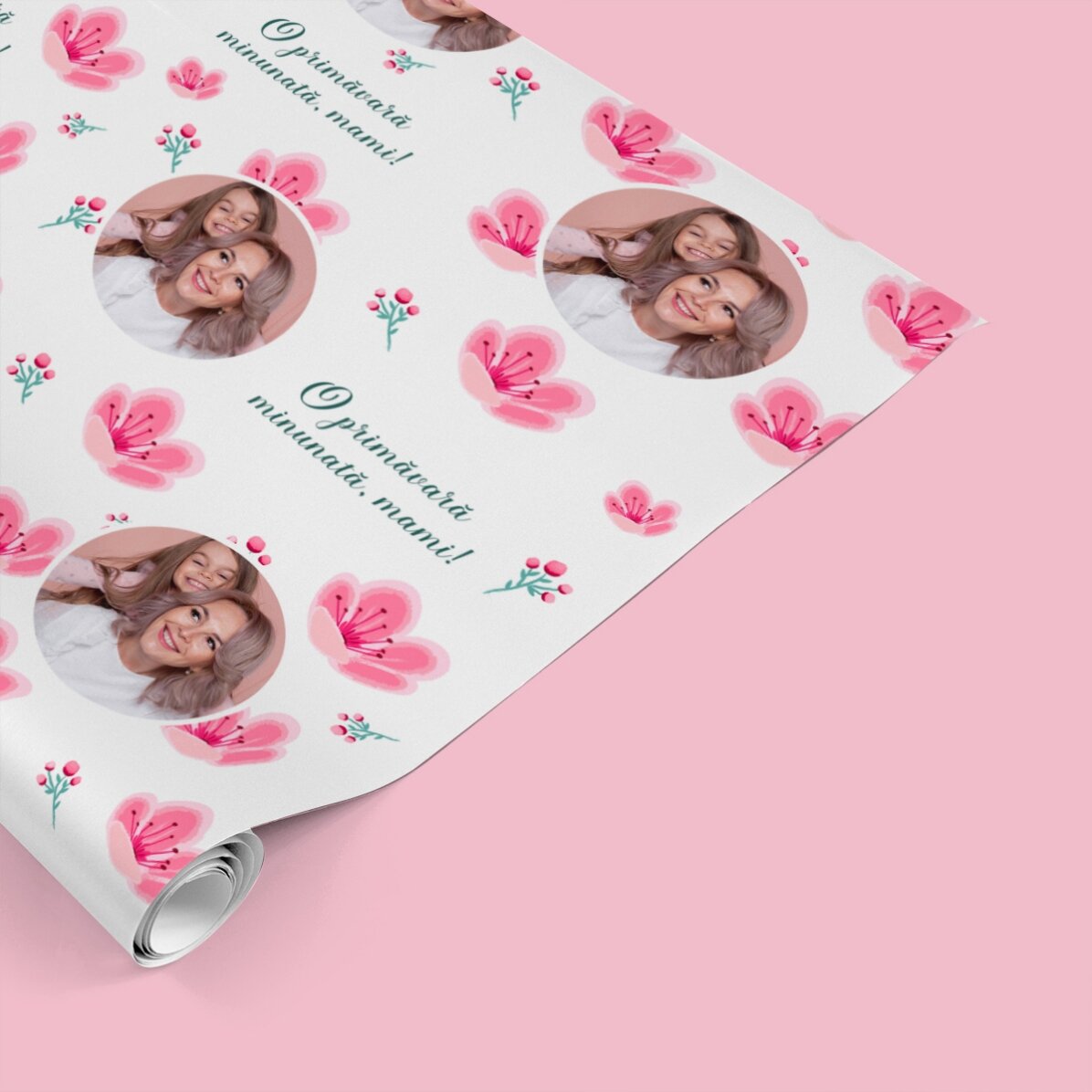 Personalised gift wrapping paper with photo and message - Spring