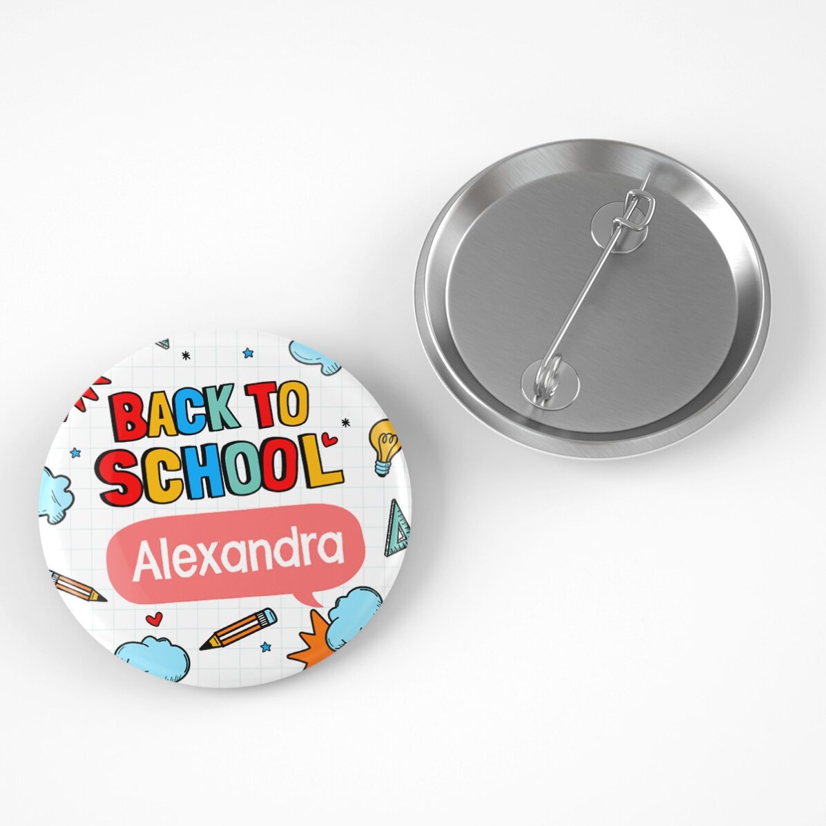 Personalised badge with name - Back to school again