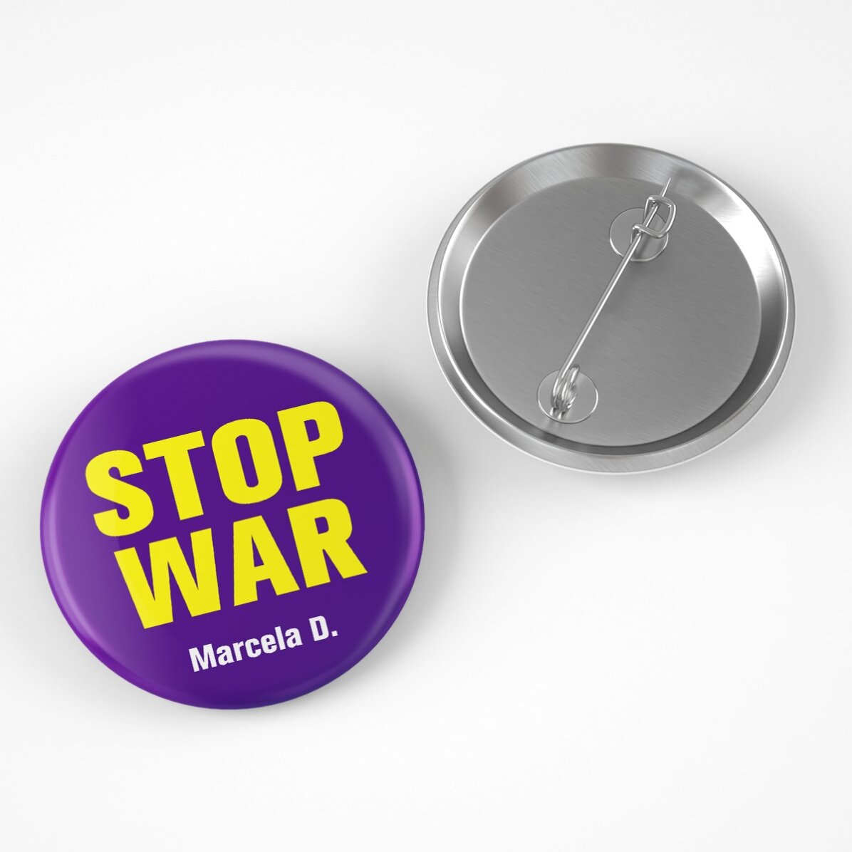Gepersonaliseerde button met naam - STOP WAR
