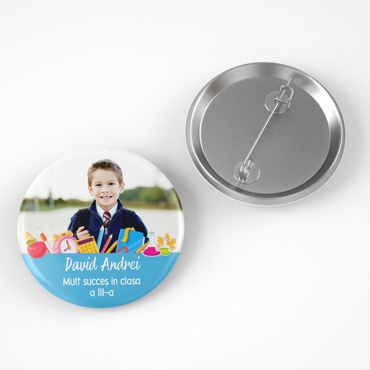 Gepersonaliseerde button met foto en tekst - Terug naar school