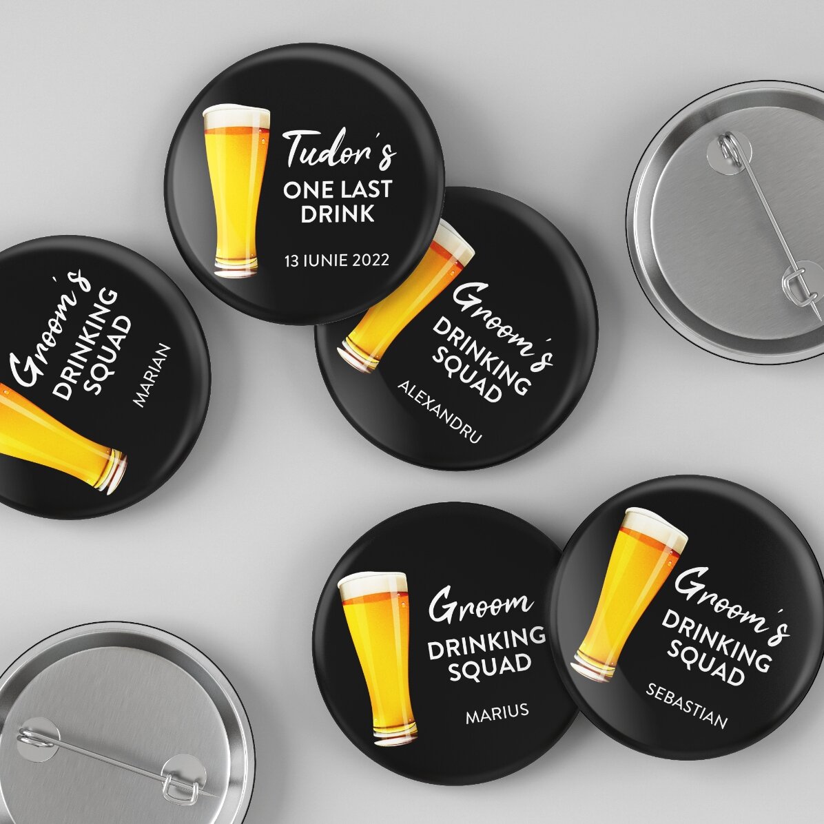 Personalised badge with text for stag parties