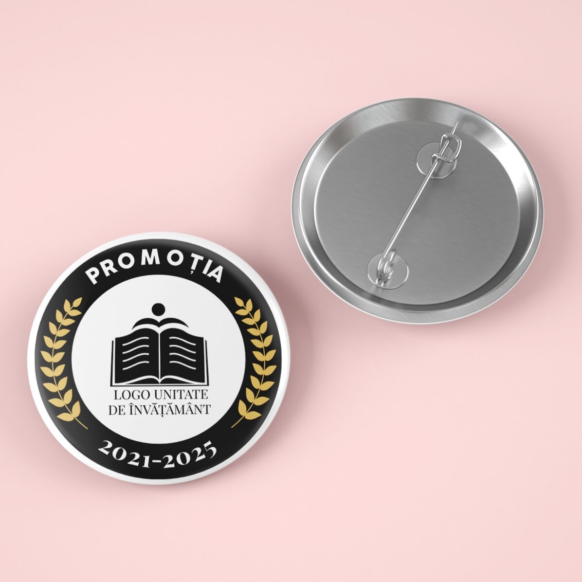 Personalised badge with text and logo for graduation