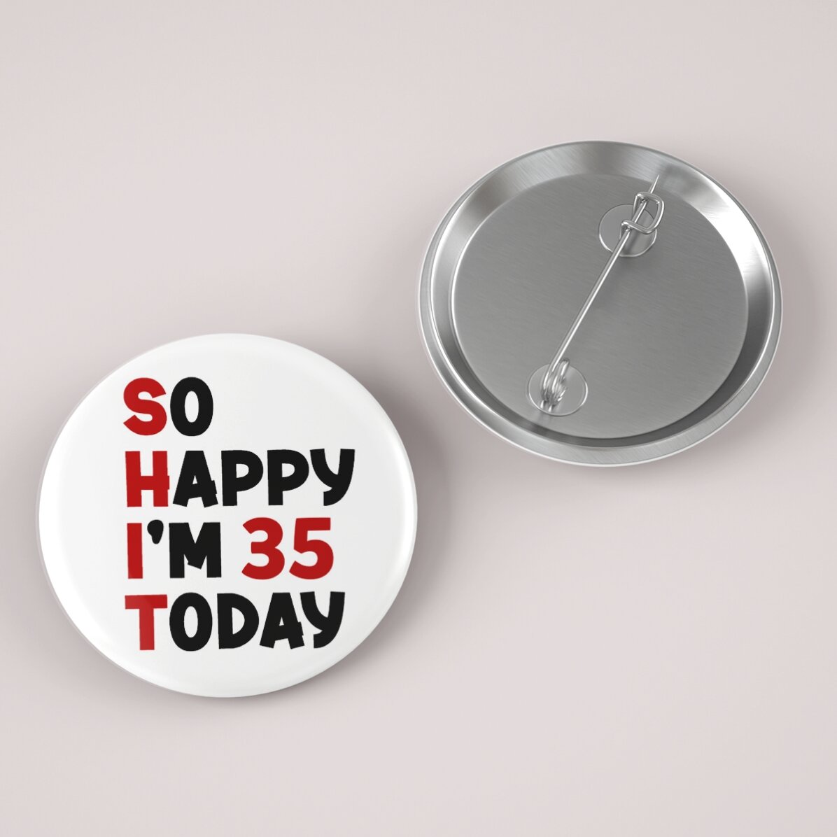 Gepersonaliseerd insigne met tekst - So happy